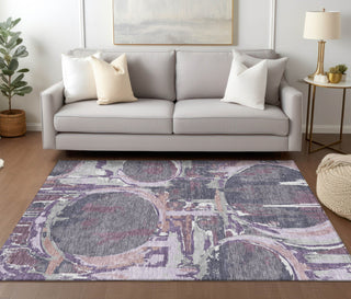 Piper Looms Chantille Geometric ACN855 Purple Machine Washable Area Rug Lifestyle Image Feature