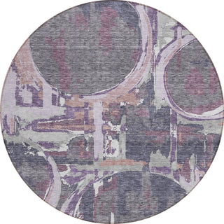 Piper Looms Chantille Geometric ACN855 Purple Machine Washable Area Rug Round Main Image
