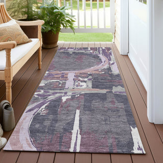 Piper Looms Chantille Geometric ACN855 Purple Machine Washable Area Rug Runner Outdoor Lifestyle Image Feature