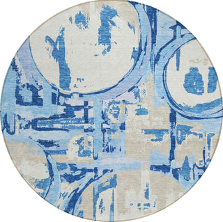 Piper Looms Chantille Geometric ACN855 Sky Machine Washable Area Rug Round Main Image
