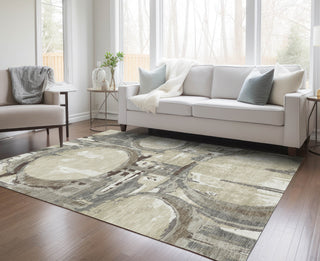 Piper Looms Chantille Geometric ACN855 Tan Machine Washable Area Rug Lifestyle Image Feature