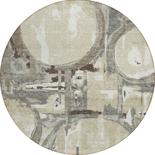 Piper Looms Chantille Geometric ACN855 Tan Machine Washable Area Rug Round Main Image