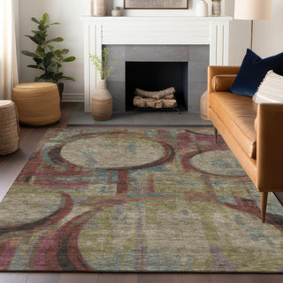 Piper Looms Chantille Geometric ACN855 Taupe Machine Washable Area Rug Lifestyle Image Feature