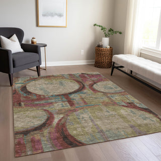 Piper Looms Chantille Geometric ACN855 Taupe Machine Washable Area Rug Lifestyle Image Feature