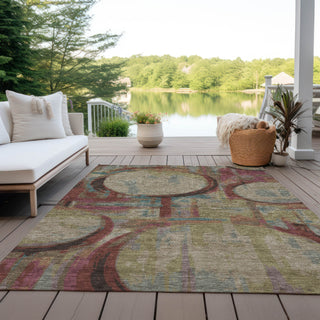 Piper Looms Chantille Geometric ACN855 Taupe Machine Washable Area Rug Outdoor Lifestyle Image Feature