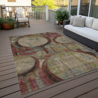 Piper Looms Chantille Geometric ACN855 Taupe Machine Washable Area Rug Outdoor Lifestyle Image Feature