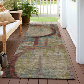Piper Looms Chantille Geometric ACN855 Taupe Machine Washable Area Rug Runner Outdoor Lifestyle Image Feature