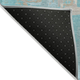 Piper Looms Chantille Geometric ACN855 Teal Machine Washable Area Rug Backing Image