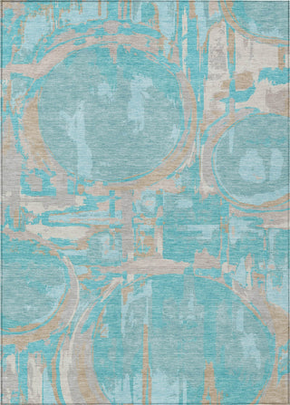 Piper Looms Chantille Geometric ACN855 Teal Machine Washable Area Rug main image
