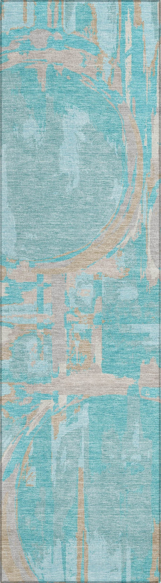 Piper Looms Chantille Geometric ACN855 Teal Machine Washable Area Rug Runner Main Image