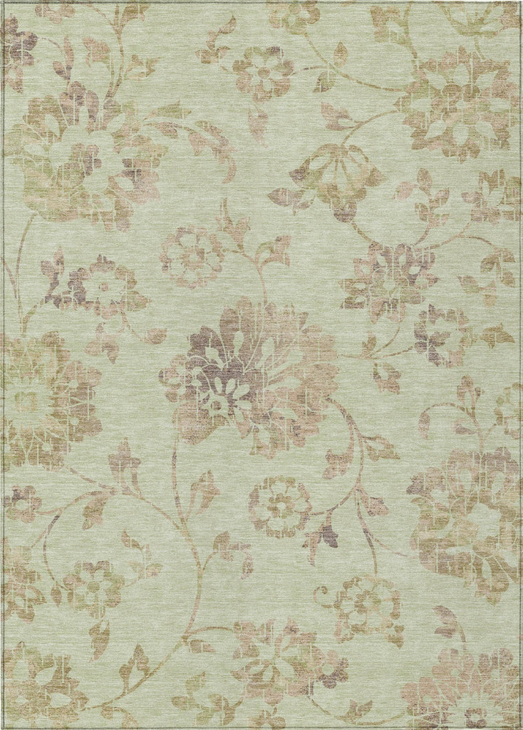 Piper Looms Chantille Floral ACN856 Aloe Machine Washable Area Rug main image
