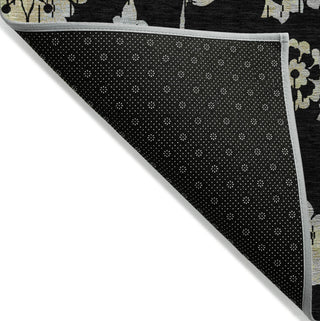 Piper Looms Chantille Floral ACN856 Black Machine Washable Area Rug Backing Image