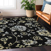 Piper Looms Chantille Floral ACN856 Black Machine Washable Area Rug Lifestyle Image Feature