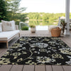 Piper Looms Chantille Floral ACN856 Black Machine Washable Area Rug Outdoor Lifestyle Image Feature