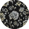 Piper Looms Chantille Floral ACN856 Black Machine Washable Area Rug Round Main Image