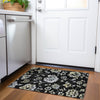 Piper Looms Chantille Floral ACN856 Black Machine Washable Area Rug Scatter Lifestyle Image Feature