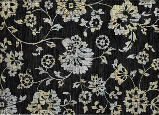 Piper Looms Chantille Floral ACN856 Black Machine Washable Area Rug Scatter Main Image