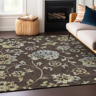 Piper Looms Chantille Floral ACN856 Chocolate Machine Washable Area Rug Lifestyle Image Feature