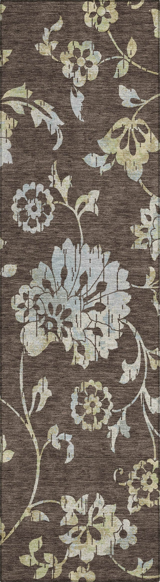 Piper Looms Chantille Floral ACN856 Chocolate Machine Washable Area Rug Runner Main Image