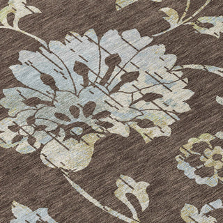 Piper Looms Chantille Floral ACN856 Chocolate Machine Washable Area Rug Swatch Image