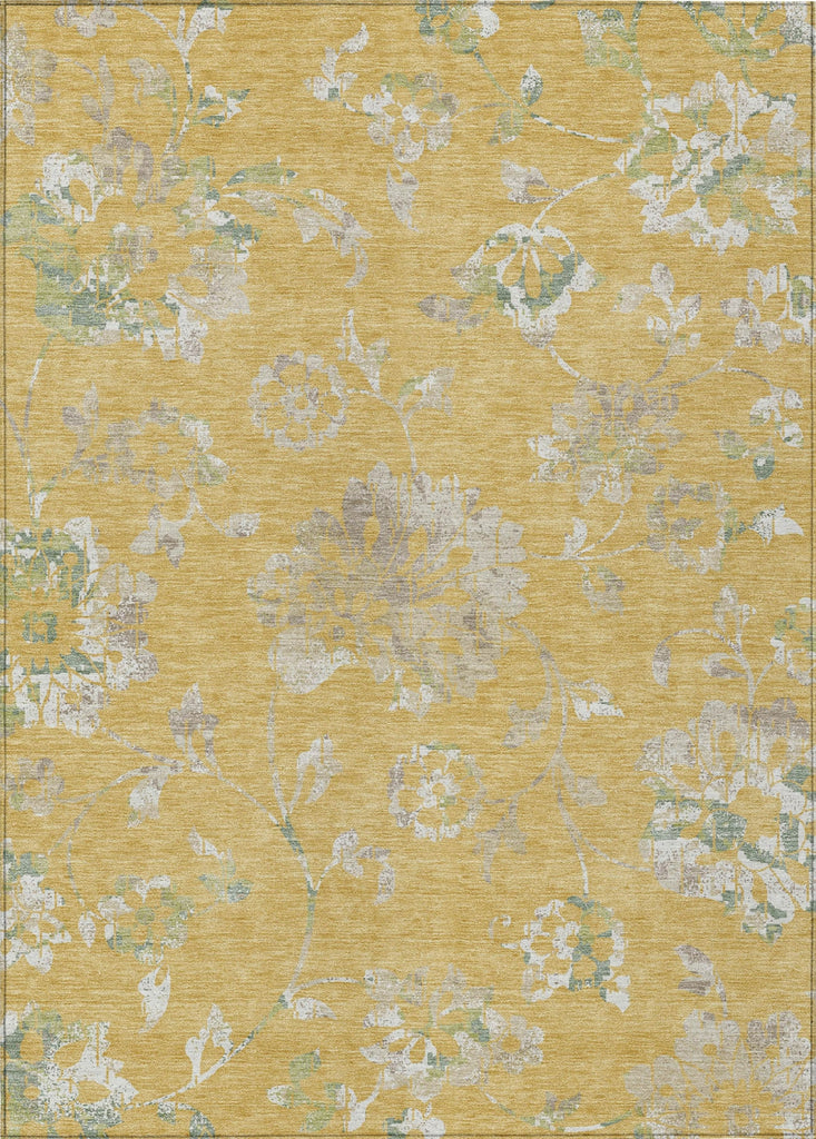Piper Looms Chantille Floral ACN856 Gold Machine Washable Area Rug main image