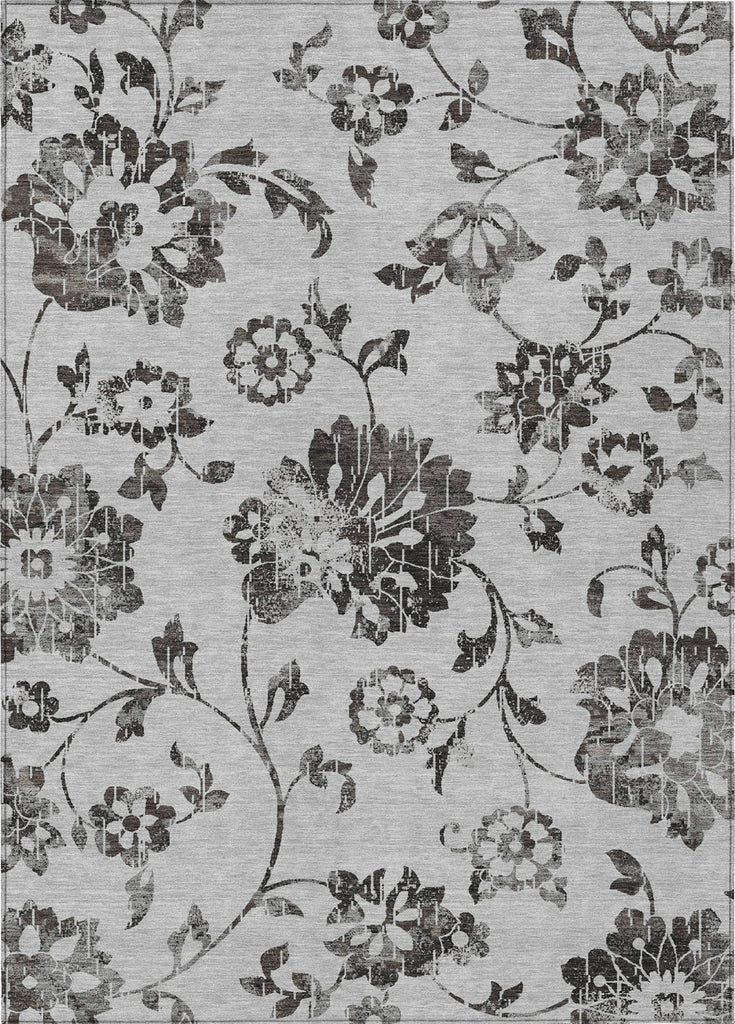 Piper Looms Chantille Floral ACN856 Gray Machine Washable Area Rug main image