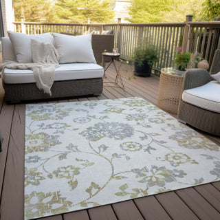 Piper Looms Chantille Floral ACN856 Ivory Machine Washable Area Rug Outdoor Lifestyle Image Feature