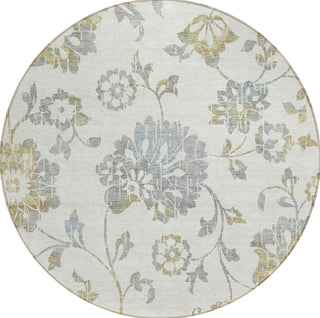 Piper Looms Chantille Floral ACN856 Ivory Machine Washable Area Rug Round Main Image