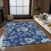 Piper Looms Chantille Floral ACN856 Navy Machine Washable Area Rug Lifestyle Image Feature