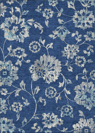 Piper Looms Chantille Floral ACN856 Navy Machine Washable Area Rug main image