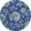 Piper Looms Chantille Floral ACN856 Navy Machine Washable Area Rug Round Main Image