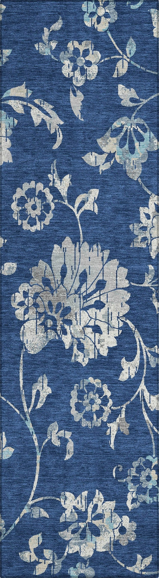 Piper Looms Chantille Floral ACN856 Navy Machine Washable Area Rug Runner Main Image