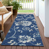 Piper Looms Chantille Floral ACN856 Navy Machine Washable Area Rug Runner Outdoor Lifestyle Image Feature