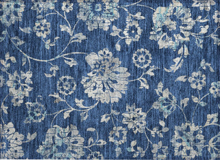 Piper Looms Chantille Floral ACN856 Navy Machine Washable Area Rug Scatter Main Image