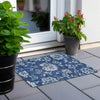 Piper Looms Chantille Floral ACN856 Navy Machine Washable Area Rug Scatter Outdoor Lifestyle Image Feature