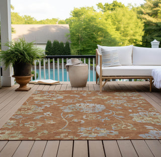 Piper Looms Chantille Floral ACN856 Paprika Machine Washable Area Rug Outdoor Lifestyle Image Feature