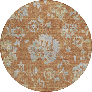 Piper Looms Chantille Floral ACN856 Paprika Machine Washable Area Rug Round Main Image