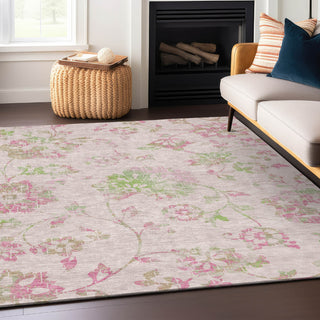 Piper Looms Chantille Floral ACN856 Pink Machine Washable Area Rug Lifestyle Image Feature