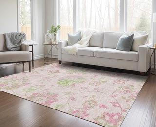 Piper Looms Chantille Floral ACN856 Pink Machine Washable Area Rug Lifestyle Image Feature