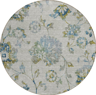 Piper Looms Chantille Floral ACN856 Taupe Machine Washable Area Rug Round Main Image