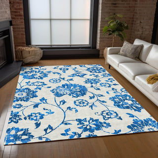 Piper Looms Chantille Floral ACN856 White Machine Washable Area Rug Lifestyle Image Feature