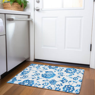 Piper Looms Chantille Floral ACN856 White Machine Washable Area Rug Scatter Lifestyle Image Feature