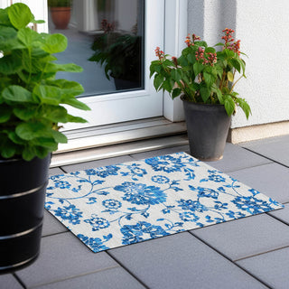 Piper Looms Chantille Floral ACN856 White Machine Washable Area Rug Scatter Outdoor Lifestyle Image Feature
