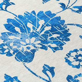 Piper Looms Chantille Floral ACN856 White Machine Washable Area Rug Swatch Image