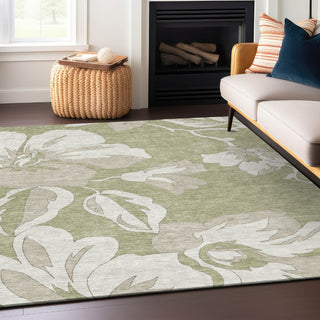Piper Looms Chantille Floral ACN857 Aloe Machine Washable Area Rug Lifestyle Image Feature