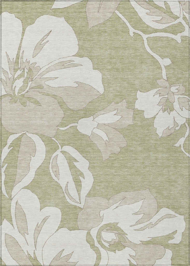 Piper Looms Chantille Floral ACN857 Aloe Machine Washable Area Rug main image