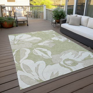Piper Looms Chantille Floral ACN857 Aloe Machine Washable Area Rug Outdoor Lifestyle Image Feature