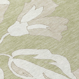 Piper Looms Chantille Floral ACN857 Aloe Machine Washable Area Rug Swatch Image