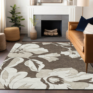 Piper Looms Chantille Floral ACN857 Brown Machine Washable Area Rug Lifestyle Image Feature