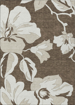 Piper Looms Chantille Floral ACN857 Brown Machine Washable Area Rug main image